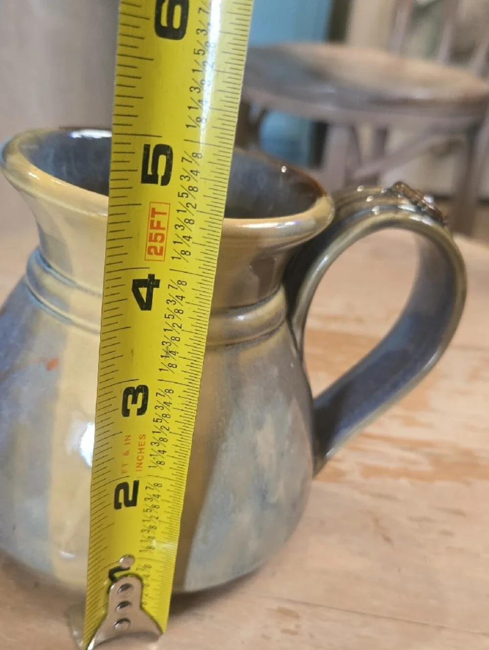 Handmade Ceramic Coffee Mug in Blue, Yellow And Brown Glaze